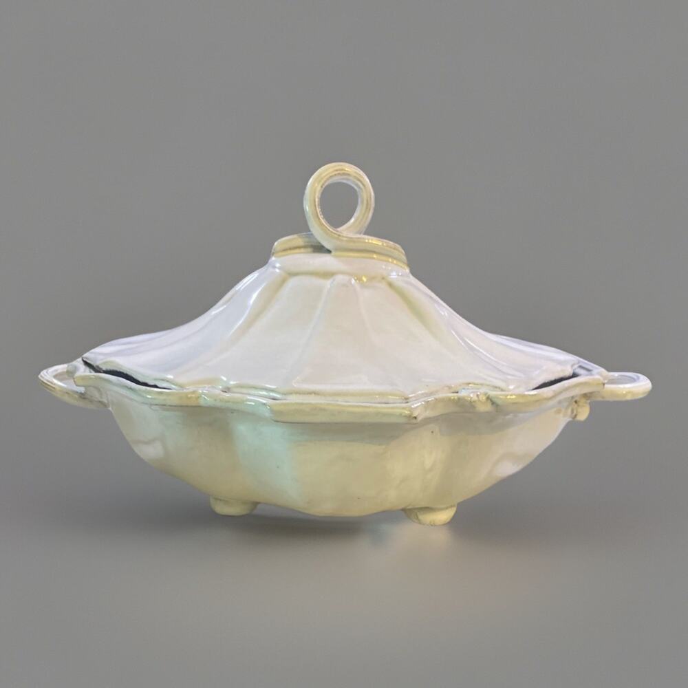Vintage Style Ironstone Footed Tureen Covered Vegetable Dish 15"Lx11"Wx7.5"H